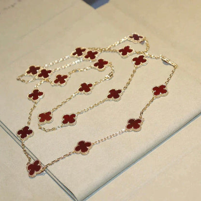 [Ornora Jewelry]CLOVER 20 MOTIFS CARNELIAN NECKLACE