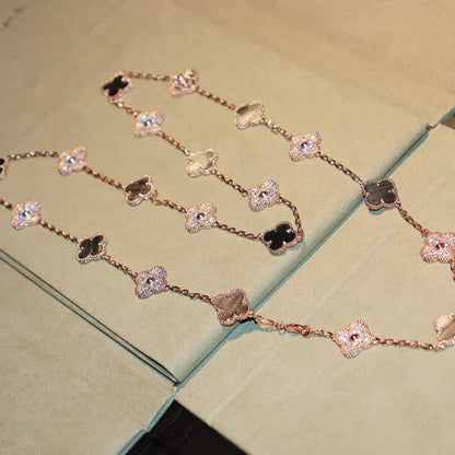 [Ornora Jewelry]CLOVER 20 MOTIFS DARK MOP DIAMOND  NECKLACE
