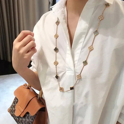 [Ornora Jewelry]CLOVER 20 MOTIFS DARK MOP DIAMOND  NECKLACE