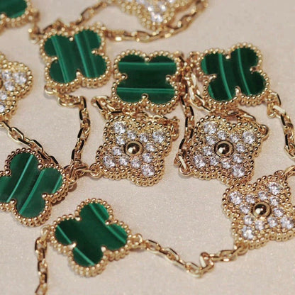 [Ornora Jewelry]CLOVER 20 MOTIFS MALACHITE DIAMOND NECKLACE