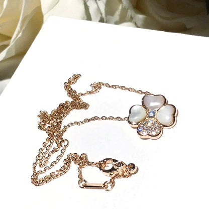 [Ornora Jewelry]CLOVER MOP DIAMOND ROSE GOLD NECKLACE