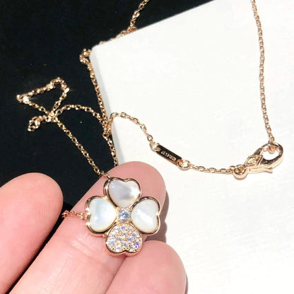 [Ornora Jewelry]CLOVER MOP DIAMOND ROSE GOLD NECKLACE