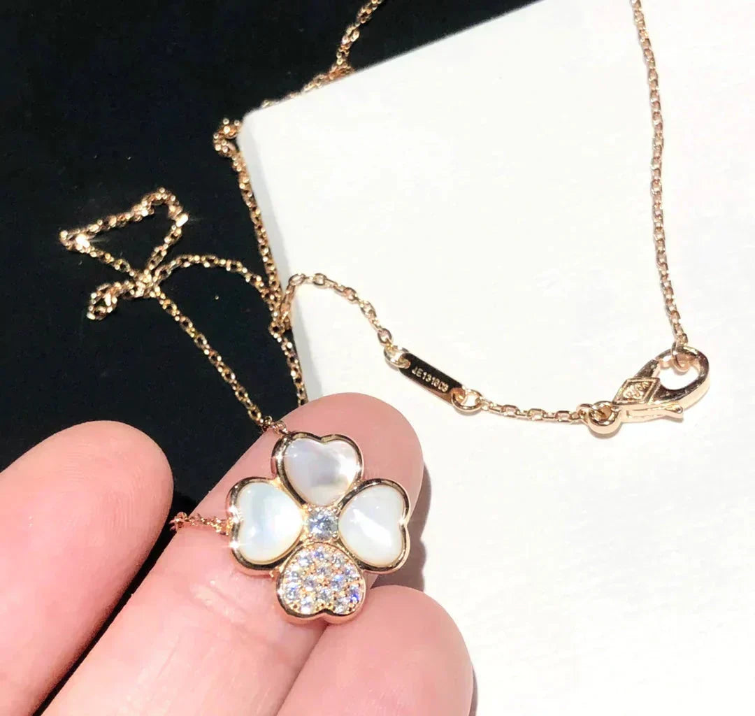 [Ornora Jewelry]CLOVER MOP DIAMOND ROSE GOLD NECKLACE