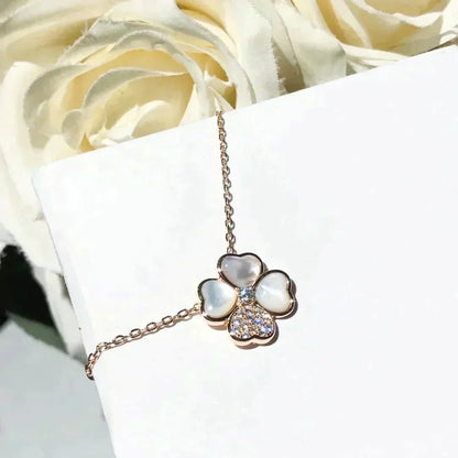 [Ornora Jewelry]CLOVER MOP DIAMOND ROSE GOLD NECKLACE