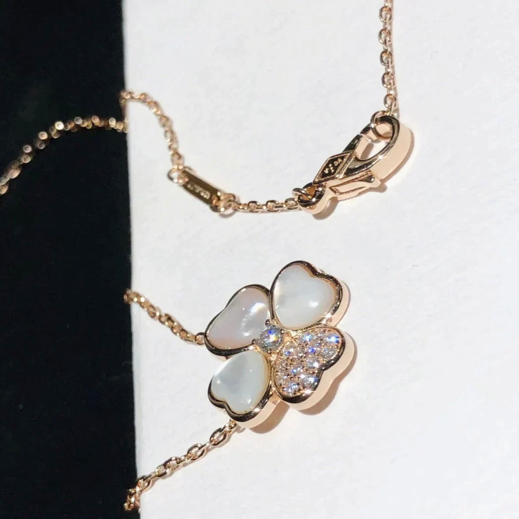 [Ornora Jewelry]CLOVER MOP DIAMOND ROSE GOLD NECKLACE