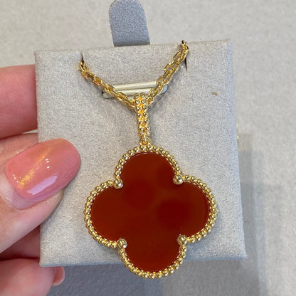 [Ornora Jewelry]CLOVER 25MM NECKLACE GOLD CARNELIAN
