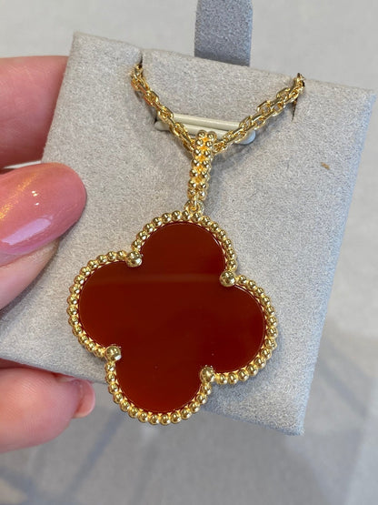[Ornora Jewelry]CLOVER 25MM NECKLACE GOLD CARNELIAN