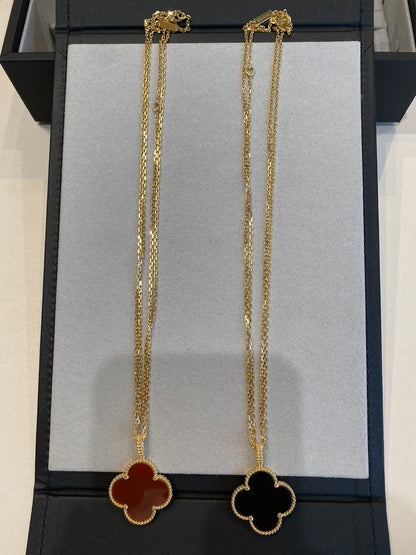 [Ornora Jewelry]CLOVER 25MM NECKLACE GOLD CARNELIAN