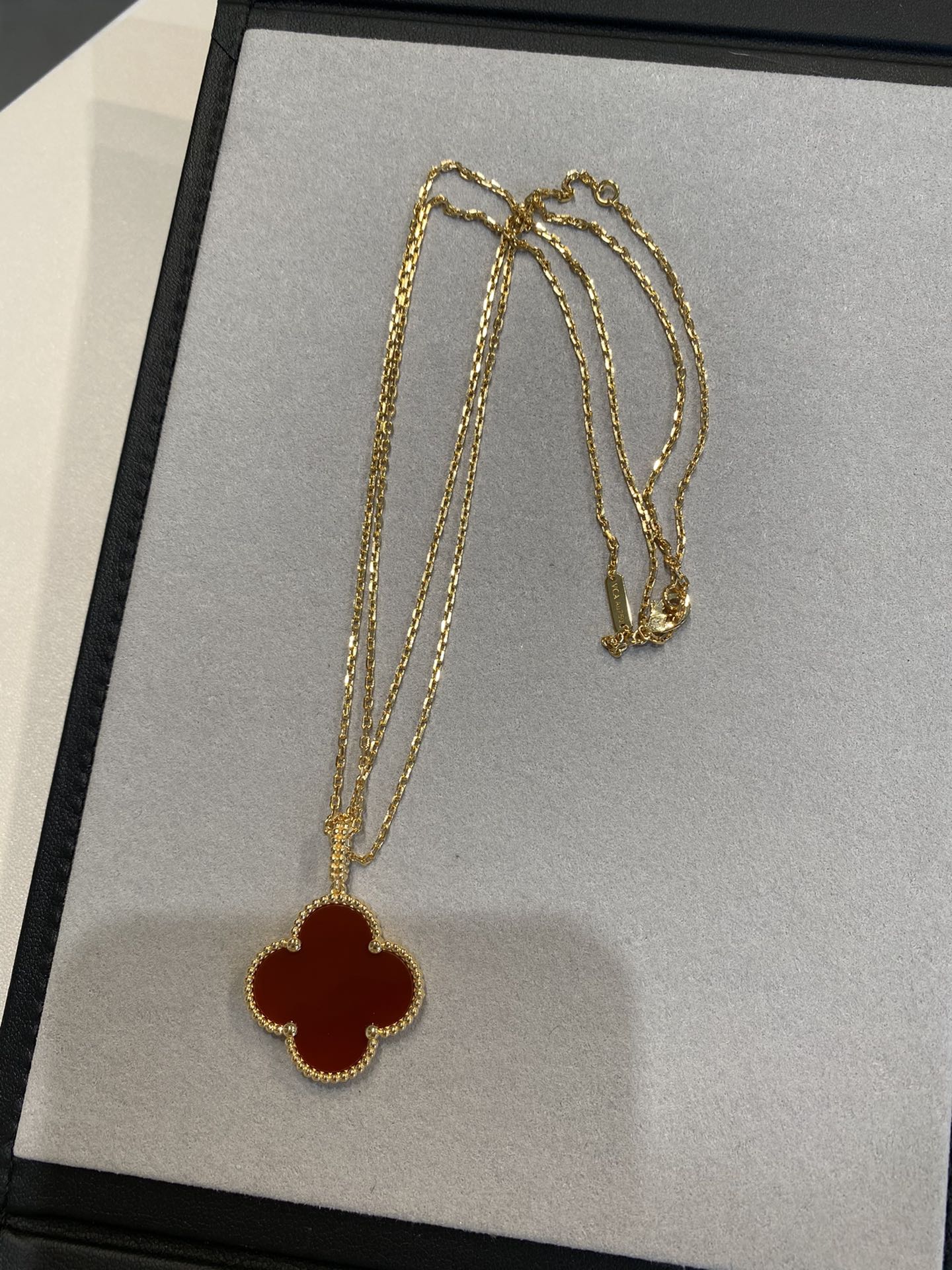 [Ornora Jewelry]CLOVER 25MM NECKLACE GOLD CARNELIAN