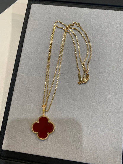 [Ornora Jewelry]CLOVER 25MM NECKLACE GOLD CARNELIAN