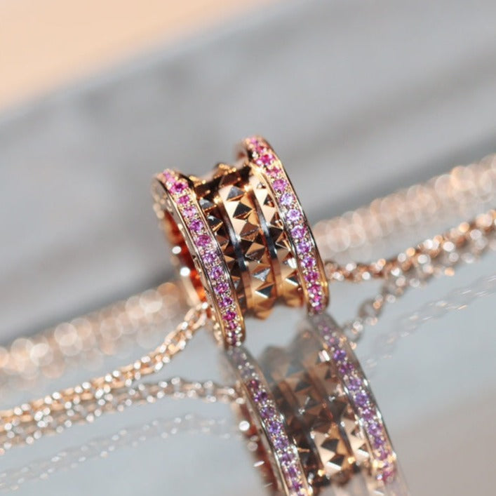 [Ornora Jewelry]ZERO 1 ROCK PINK GOLD PINK DIAMOND NECKLACE