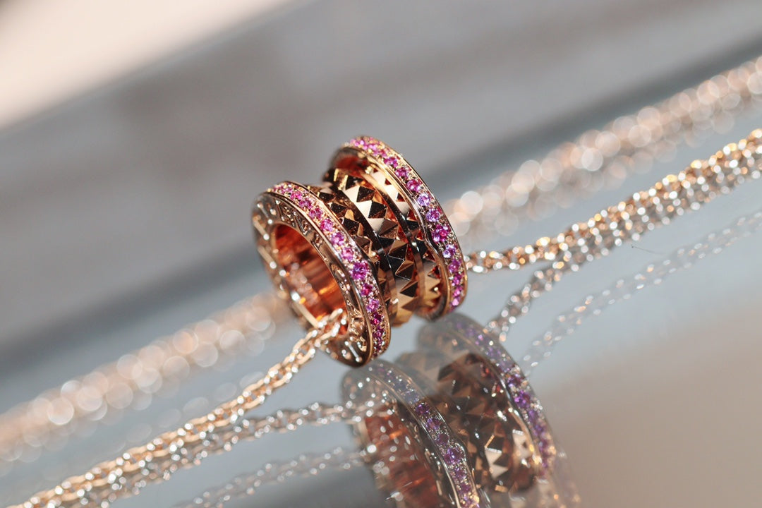 [Ornora Jewelry]ZERO 1 ROCK PINK GOLD PINK DIAMOND NECKLACE