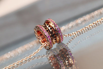 [Ornora Jewelry]ZERO 1 ROCK PINK GOLD PINK DIAMOND NECKLACE
