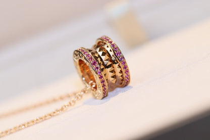 [Ornora Jewelry]ZERO 1 ROCK PINK GOLD PINK DIAMOND NECKLACE