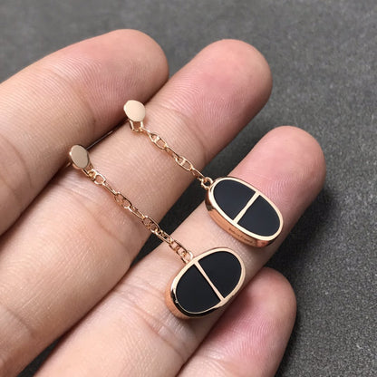 [Ornora Jewelry]CHAINE VERSO BLACK CERAMIC SILVER EARRINGS