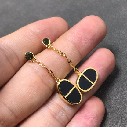 [Ornora Jewelry]CHAINE VERSO BLACK CERAMIC SILVER EARRINGS