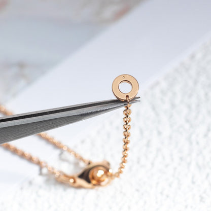 [Ornora Jewelry]ZERO 1 WHITE CERAMIC PINK GOLD DIAMOND NECKLACE