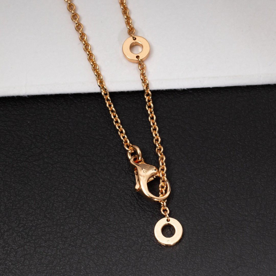 [Ornora Jewelry]ZERO 1 WHITE CERAMIC PINK GOLD DIAMOND NECKLACE