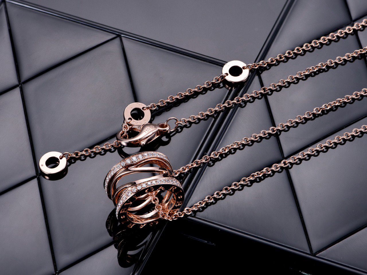 [Ornora Jewelry]ZERO 1 PINK GOLD DIAMOND OPEN NECKLACE