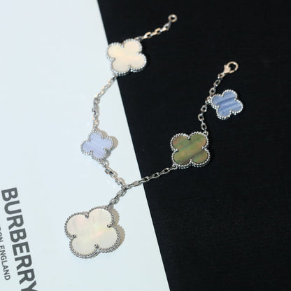 [Ornora Jewelry]CLOVER BRACELET 5 MOTIFS MOP CHALCEDONY SILVER