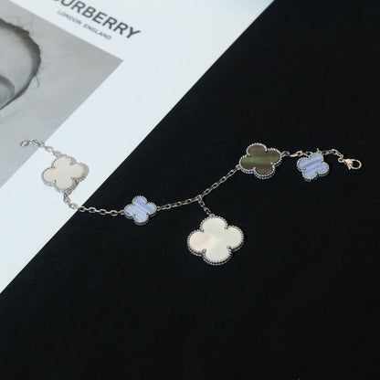 [Ornora Jewelry]CLOVER BRACELET 5 MOTIFS MOP CHALCEDONY SILVER