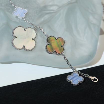 [Ornora Jewelry]CLOVER BRACELET 5 MOTIFS MOP CHALCEDONY SILVER