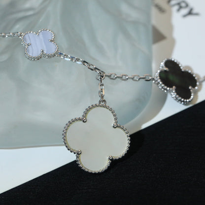 [Ornora Jewelry]CLOVER BRACELET 5 MOTIFS MOP CHALCEDONY SILVER