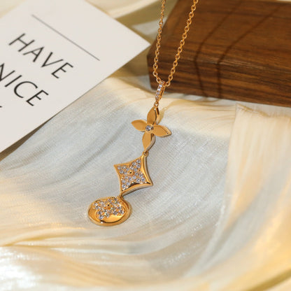 [Ornora Jewelry]STAR AND SUN DIAMOND PINK GOLD NECKLACE