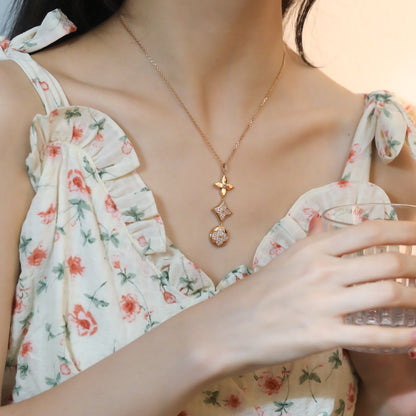 [Ornora Jewelry]STAR AND SUN DIAMOND PINK GOLD NECKLACE