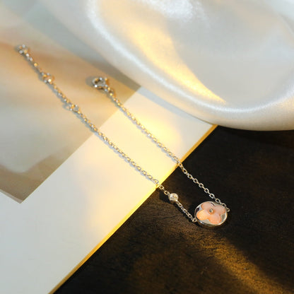 [Ornora Jewelry]SUN MOTIF PINK MOP SILVER BRACELET