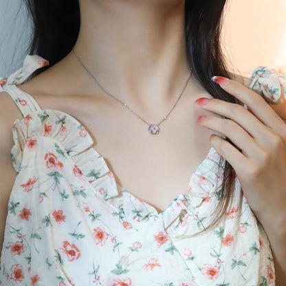 [Ornora Jewelry]SUN PEDANT PINK GOLD 1 DIAMOND NECKLACE
