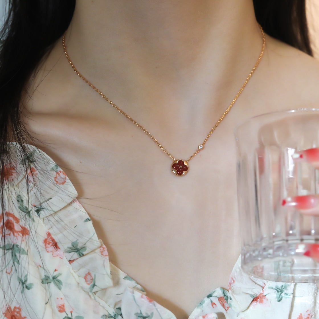 [Ornora Jewelry]SUN PEDANT PINK GOLD 1 DIAMOND NECKLACE