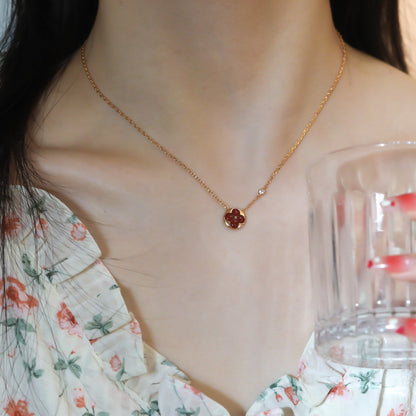 [Ornora Jewelry]SUN PEDANT PINK GOLD 1 DIAMOND NECKLACE