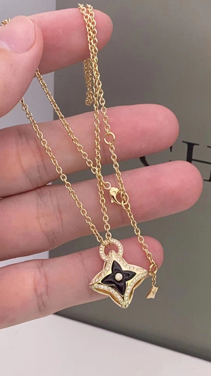 [Ornora Jewelry]STAR PEDANT PINK GOLD DIAMOND NECKLACE