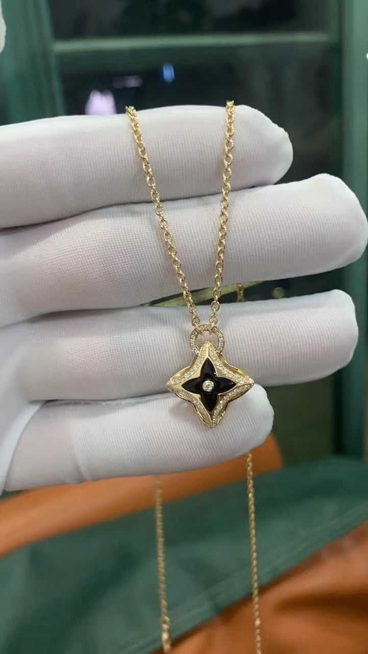 [Ornora Jewelry]STAR PEDANT PINK GOLD DIAMOND NECKLACE