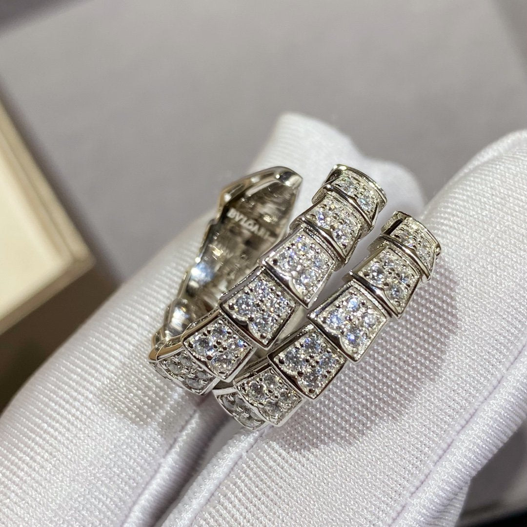 [Ornora Jewelry]SERPENTI DOUBLE RING SILVER DIAMOND PAVED