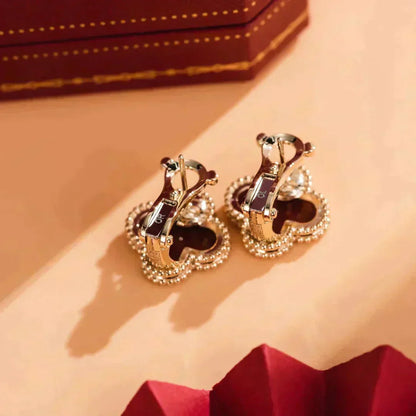 [Ornora Jewelry]CLOVER MEDIUM 1 MOTIFS CARNELIAN  EARRINGS
