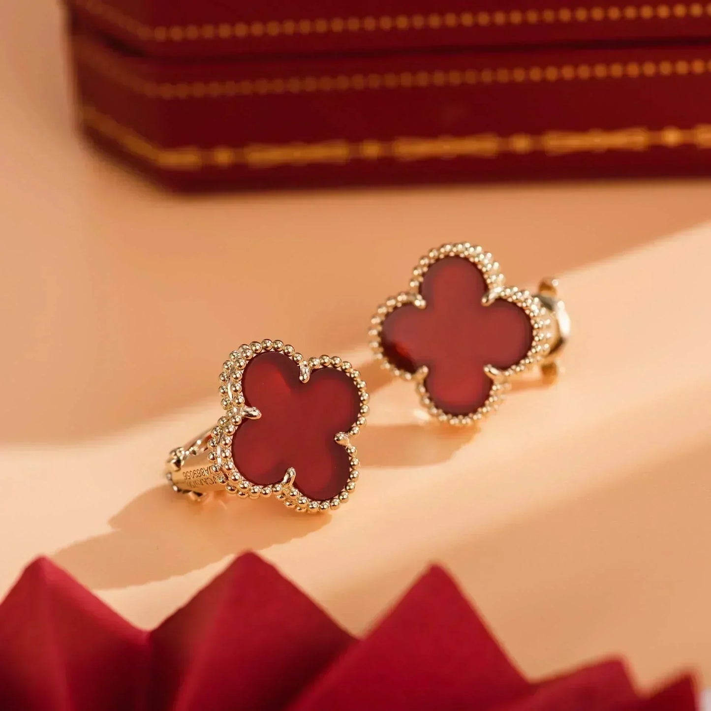 [Ornora Jewelry]CLOVER MEDIUM 1 MOTIFS CARNELIAN  EARRINGS