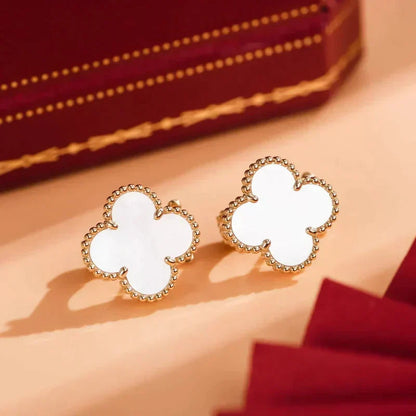 [Ornora Jewelry]CLOVER MEDIUM 1 MOTIFS  WHITE MOP STUD EARRINGS
