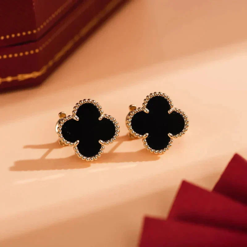 [Ornora Jewelry]CLOVER MEDIUM 1 MOTIFS  ONYX STUD EARRINGS