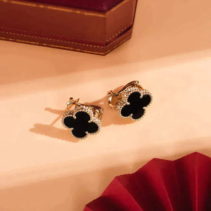[Ornora Jewelry]CLOVER MEDIUM 1 MOTIFS  ONYX STUD EARRINGS