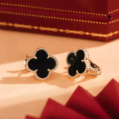 [Ornora Jewelry]CLOVER MEDIUM 1 MOTIFS  ONYX STUD EARRINGS