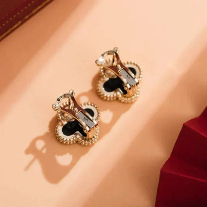 [Ornora Jewelry]CLOVER MEDIUM 1 MOTIFS  ONYX STUD EARRINGS