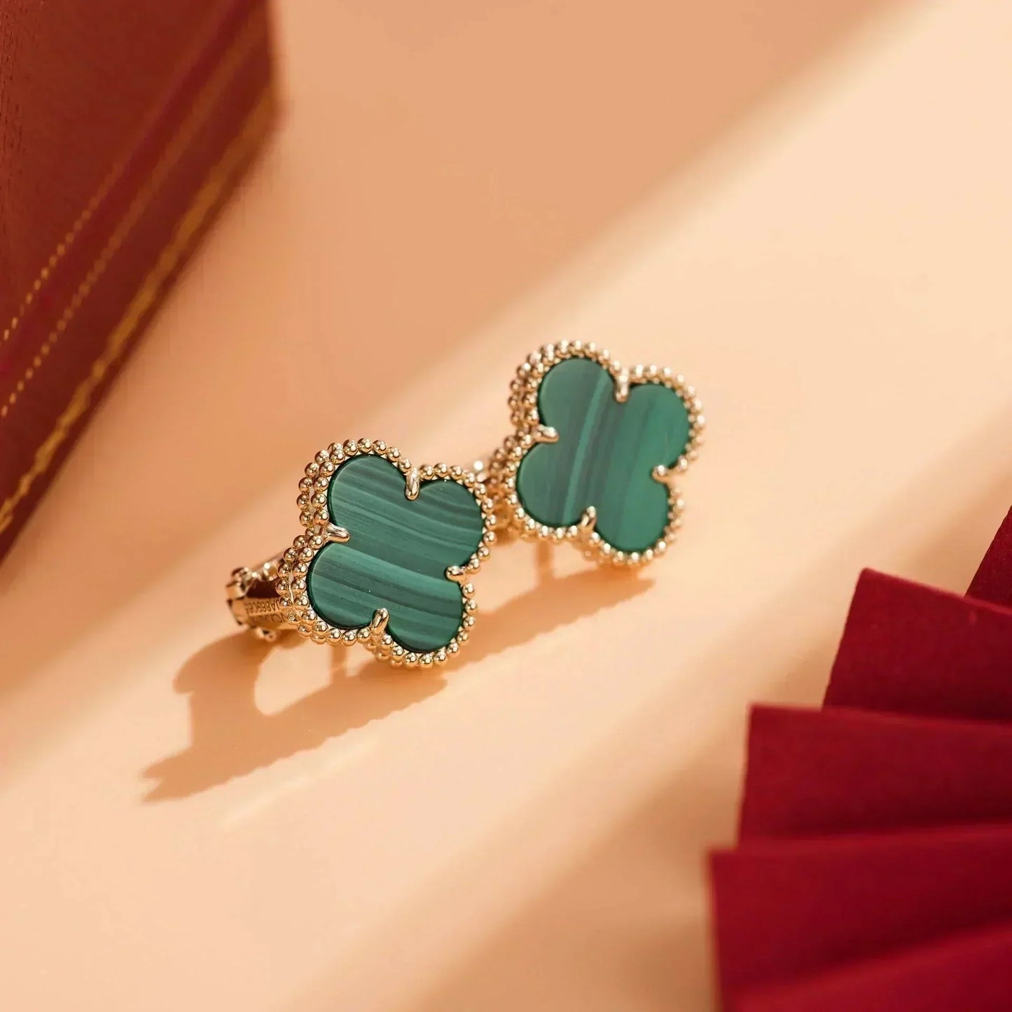 [Ornora Jewelry]CLOVER MEDIUM 1 MOTIFS MALACHITE  EARRINGS