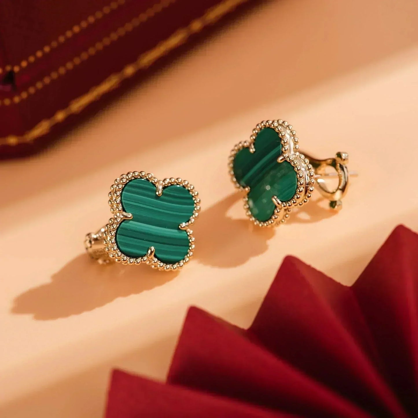 [Ornora Jewelry]CLOVER MEDIUM 1 MOTIFS MALACHITE  EARRINGS