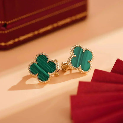 [Ornora Jewelry]CLOVER MEDIUM 1 MOTIFS MALACHITE  EARRINGS