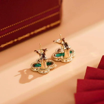 [Ornora Jewelry]CLOVER MEDIUM 1 MOTIFS MALACHITE  EARRINGS