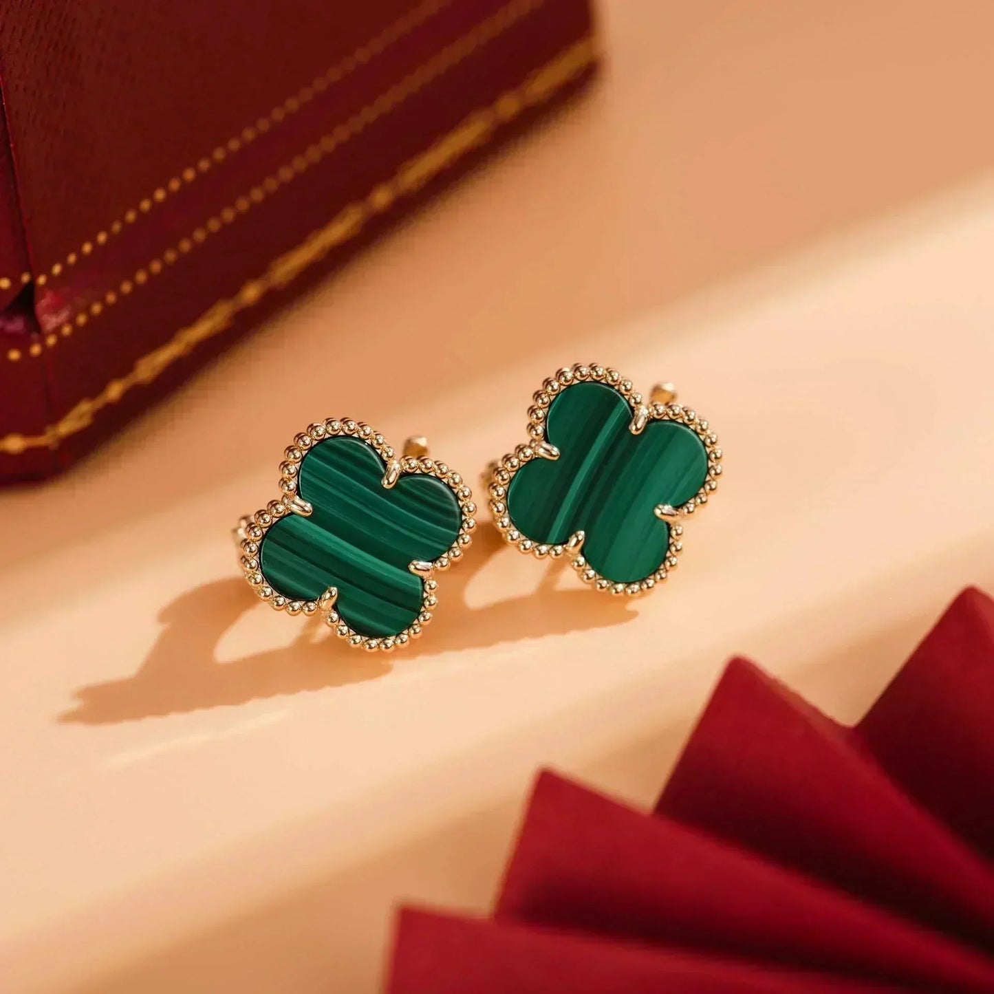 [Ornora Jewelry]CLOVER MEDIUM 1 MOTIFS MALACHITE  EARRINGS