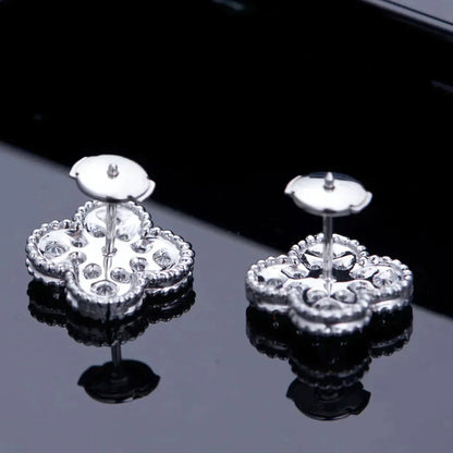 [Ornora Jewelry]CLOVER 1 MOTIFS DIAMOND STUD EARRINGS SILVER