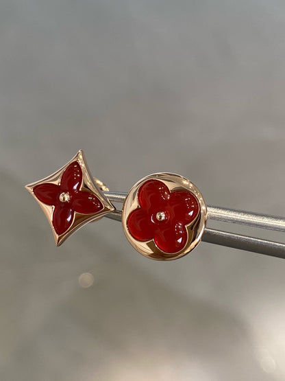 [Ornora Jewelry]STAR AND SUN PINK GOLD CARNELIAN STUD EARRINGS